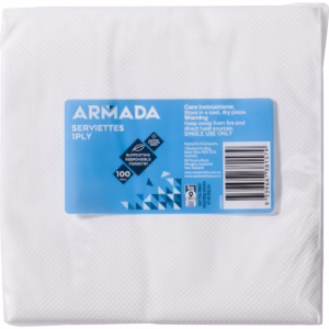 Armada 1 Ply Serviettes White 100 pack